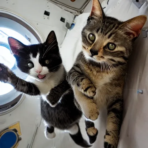 Image similar to Photo of cats floating inside the ISS