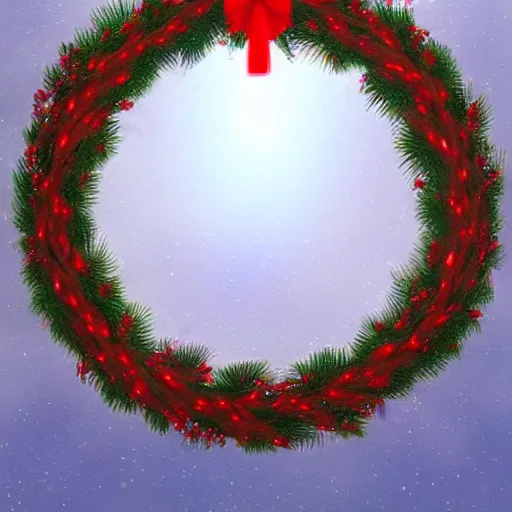 Prompt: Christmas wreath, trending on artstation, 30mm, by Noah Bradley