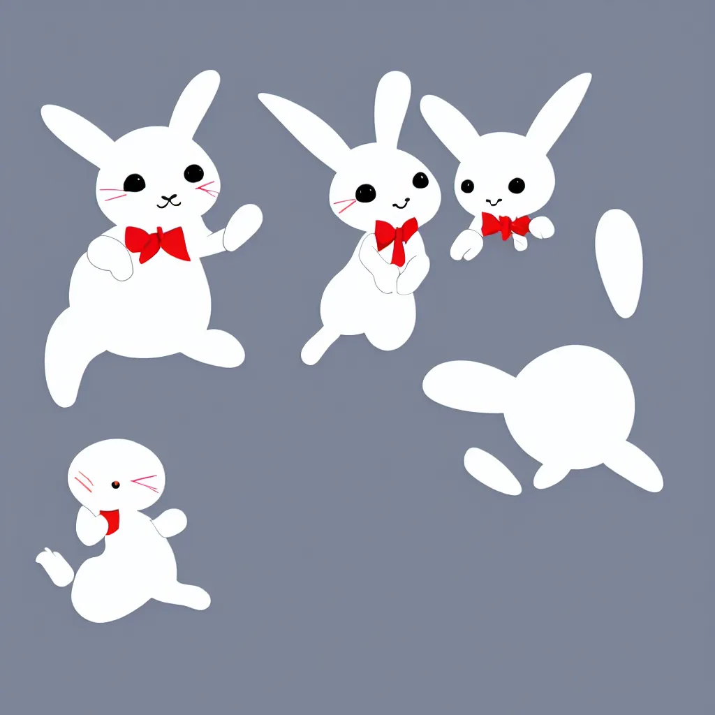 Prompt: the infinite white rabbit, professional vector logo, very cute bunnies chasing each other in circles, very clean, very friendly and cozy, very round, very minimalistic, very consistent bezier curves