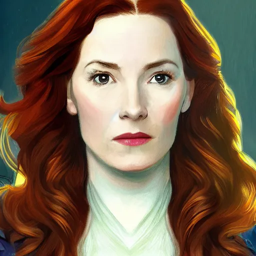 Prompt: bridget regan as jean grey in the style of john singer sargent, symmetrical facial features, 8 k intricate detail, golden ratio, radiosity rendering,