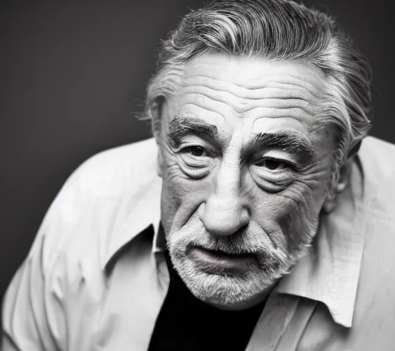 Prompt: a studio photograph of Robert DeNiro; f/1.4; 90mm