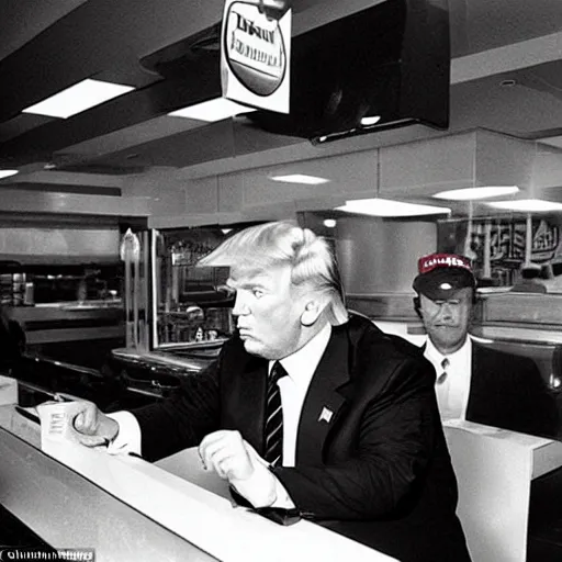 Prompt: Donald trump working at McDonald’s