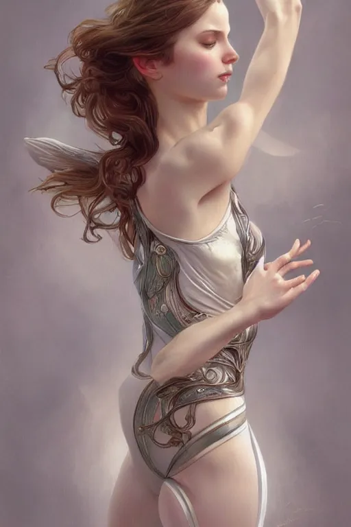 Image similar to ultra realistic illustration, ballerina, sci - fi, fantasy, intricate, elegant, highly detailed, digital painting, artstation, concept art, smooth, sharp focus, illustration, art by artgerm and alphonse mucha