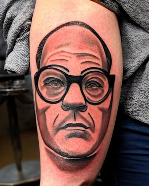 Prompt: george costanza, realism tattoo