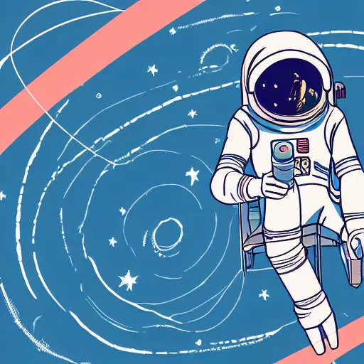 Image similar to an astronaut relaxing in space, manga character, anime, vector art, glitchcore, studio ghibli,