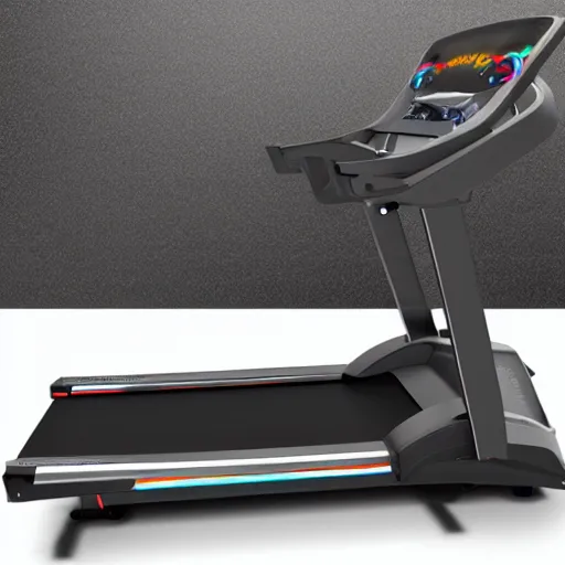 Image similar to RGB gaming treadmill manufactured by the company razor