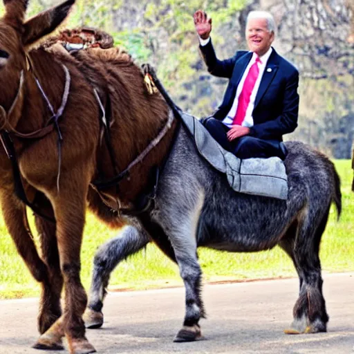 Prompt: a donkey riding biden