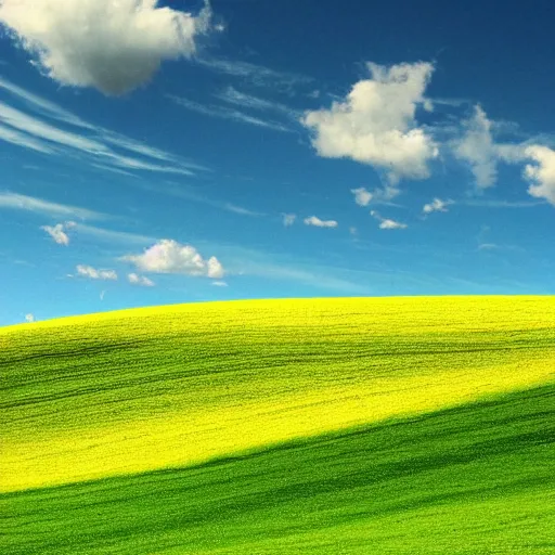 Image similar to windows xp background, distorted, glitchy