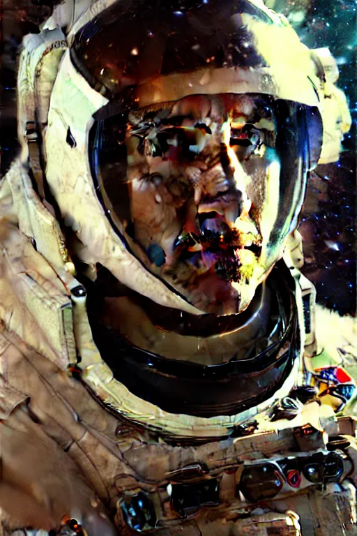 Image similar to hyperrealist portrait sketch of an astronaut by jeremy mann and alphonse mucha, fantasy art, photo realistic, dynamic lighting, artstation, poster, volumetric lighting, very detailed faces, 4 k, award winning