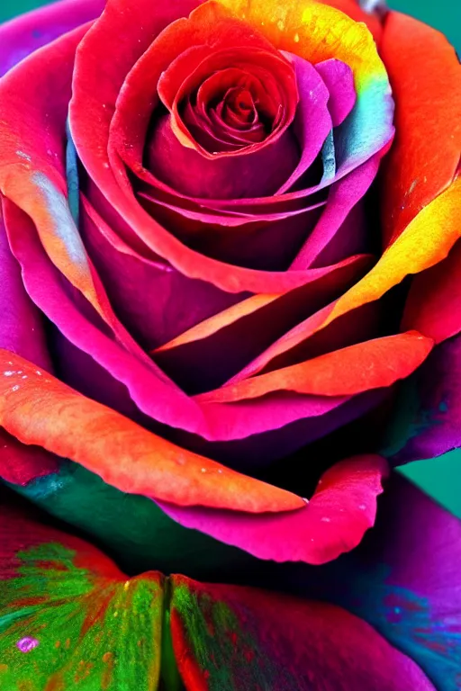 Prompt: a colorful rose, wallpaper, beautiful, digital art, artstation, ultra detailed, 4k