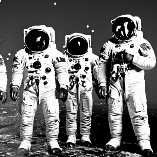 Prompt: nazis on the moon, black and white old photo