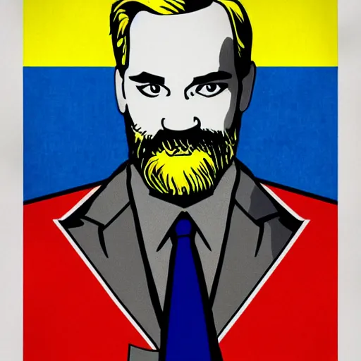 Image similar to Swedish propaganda poster of PewDiePie with the flag of Sweden in the background