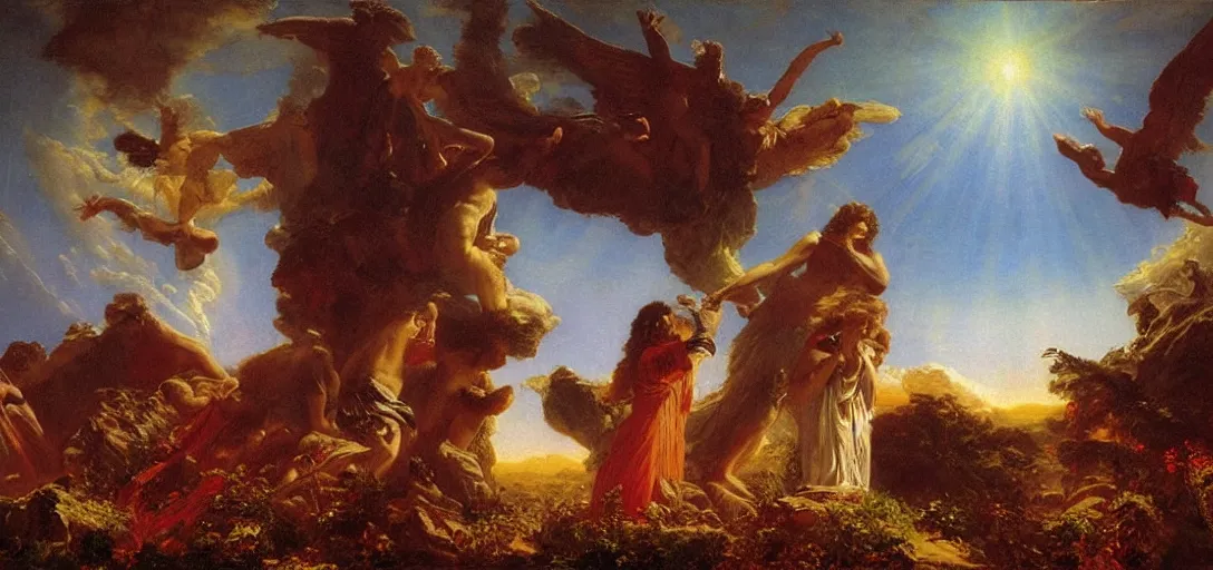 Prompt: Heaven-banned for sins against God by Frederic Edwin Church