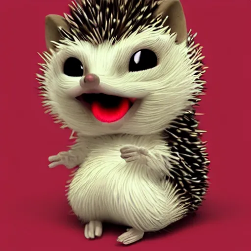 Prompt: the cutest hedgehog vampire in the whole wide world, masterpiece, digital art, light, bright, warm, fuzzy, cute, realistic