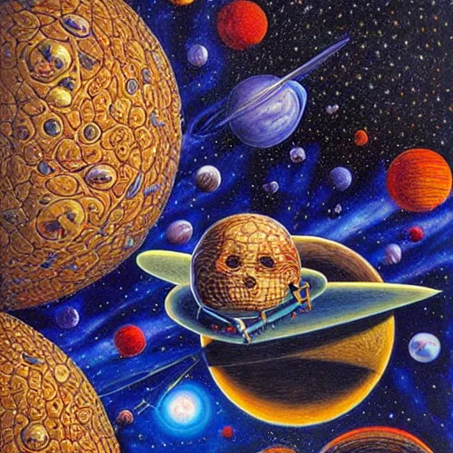 Prompt: Liminal space in outer space by Michael Cheval