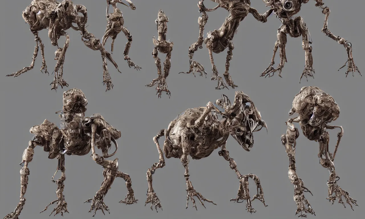 Prompt: a full body bio fauna robotic creature realistic, zbrush