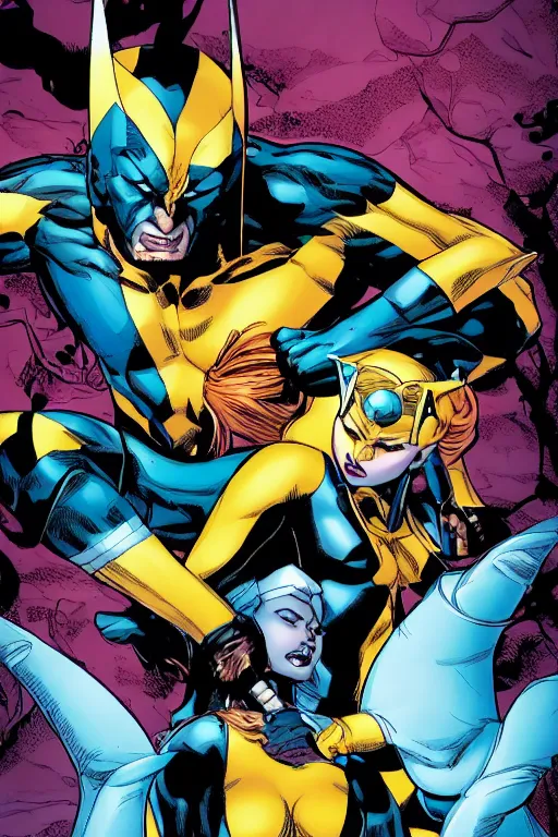 Prompt: uncanny x - men comic book panel containing wolverine and jubilee, illustrated by jim lee