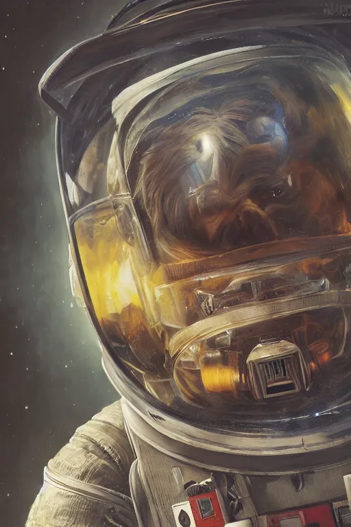 Image similar to bison astronaut, oil on canvas, intricate, portrait, 8 k highly professionally detailed, hdr, cgsociety