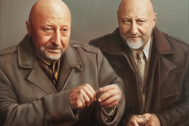 Image similar to portrait of donald pleasents in an overcoat outside smiths grove, an oil painting by ross tran and thomas kincade