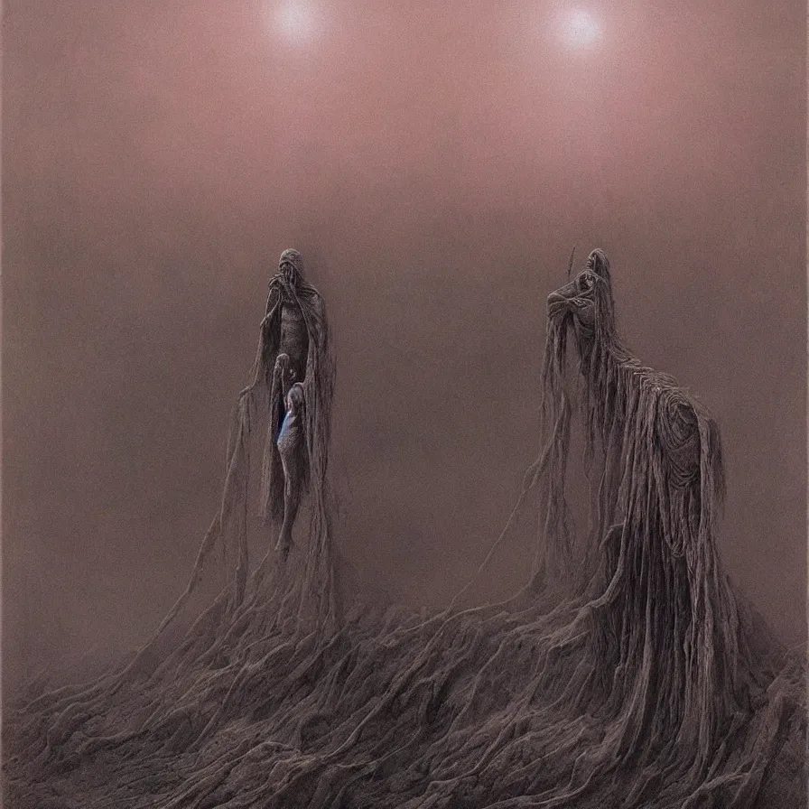 Image similar to false prophet by zdzislaw beksinski, color