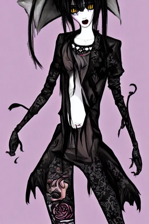 Image similar to Goth Goose in Hot Topic clothes in the style of Deviantart