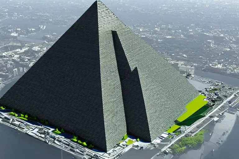 Prompt: Pyramid as a power plant, Future technology