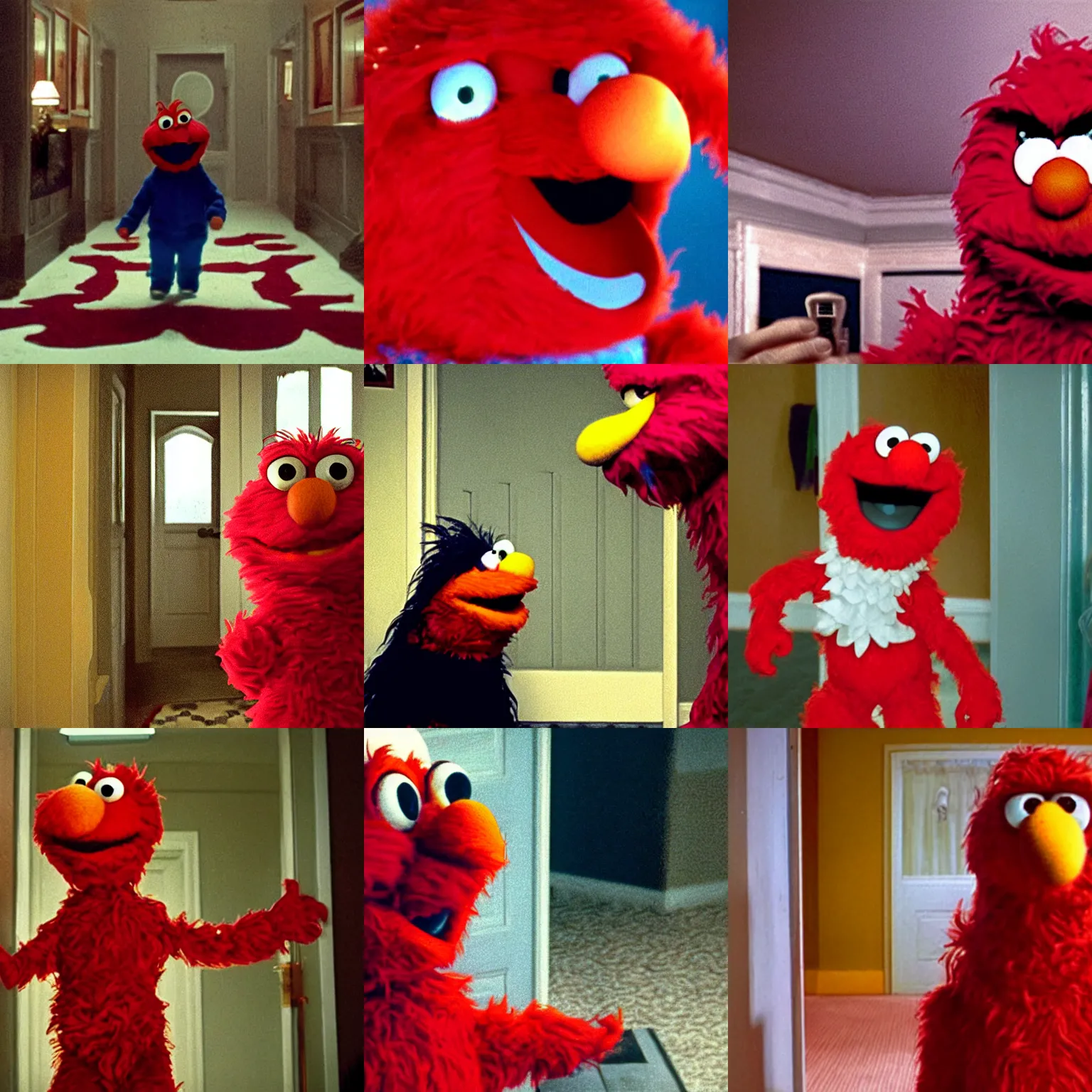 Prompt: elmo in the shining movie