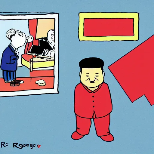 Image similar to little mr xi jinping by roger hargreaves and jim henson