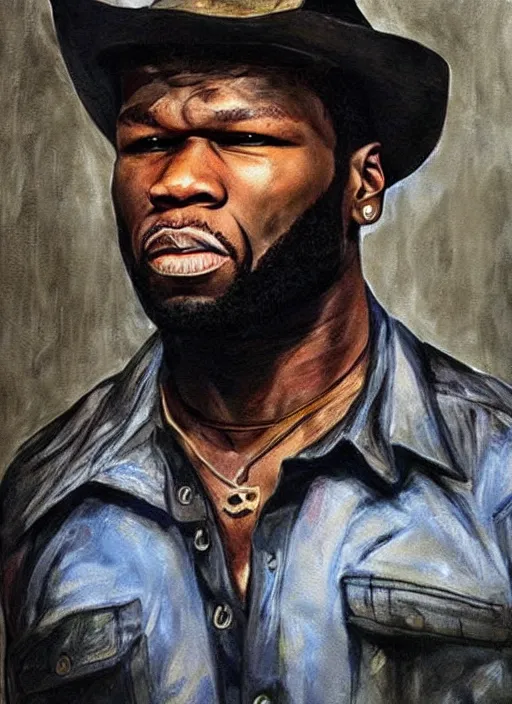 Prompt: 5 0 cent as rick grimes painting