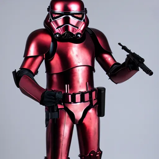 Prompt: Red metal stormtrooper armor