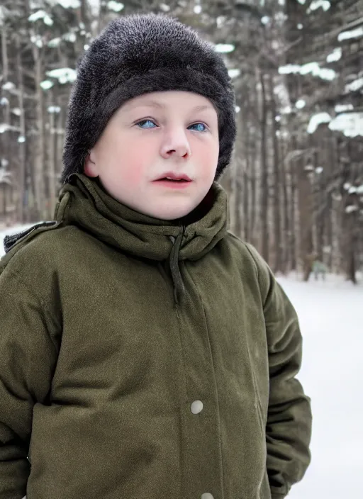 Image similar to portrait photo still of real life young stan marsh wearing a green trapper hat, 8 k, 8 5 mm, f. 1 4