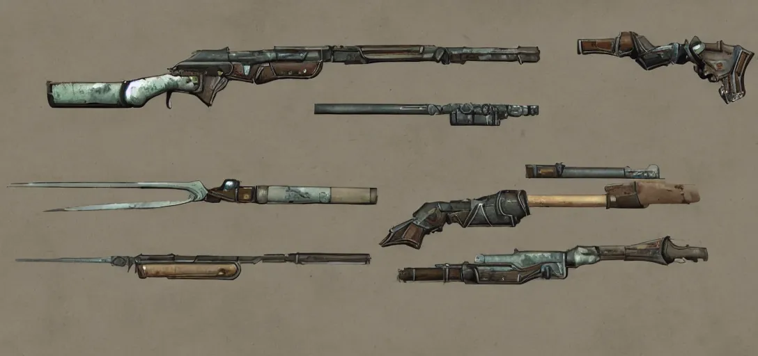 Image similar to Concept art of Fallout 4 weapons