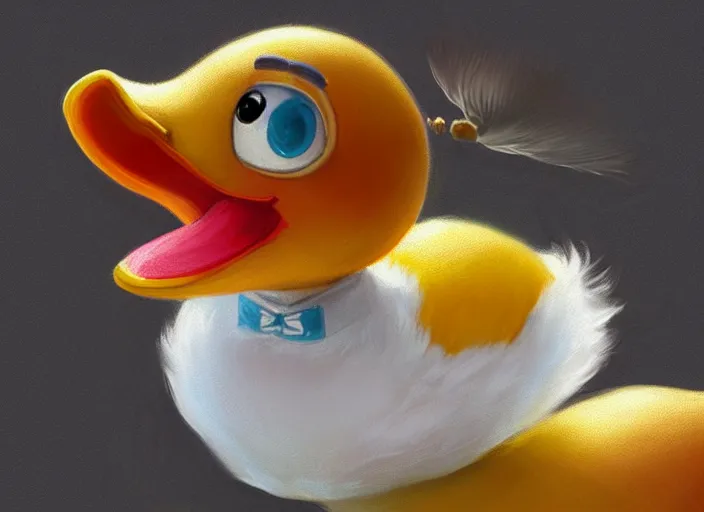 Prompt: award - winning detailed concept art of a cute iconic anthropomorphic little duck character wearing a sailor suit. art by wlop on bcy. net, realistic. detailed feathers, art by cheng yi. artstationhd, artgerm, disney pixar