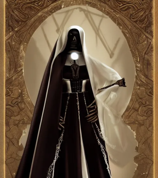 Prompt: beautiful female character inspired by venice carnival ellen ripley and nun | | digital artwork made by greg rutswork, anna dittmann and lois van barlee, symmetrical, anatomically correct