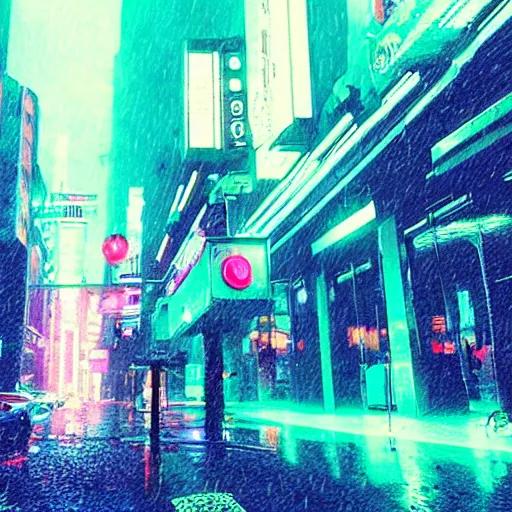 Image similar to “cyberpunk rainy neon”