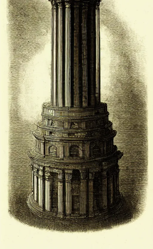 Prompt: neoclassical tower with dome. battle angel alita. by rembrandt 1 6 6 7, illustration