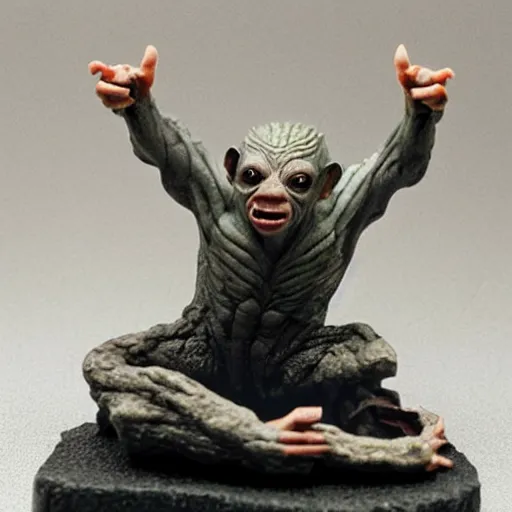 Image similar to lord of the rings gollum holding a large square black stone