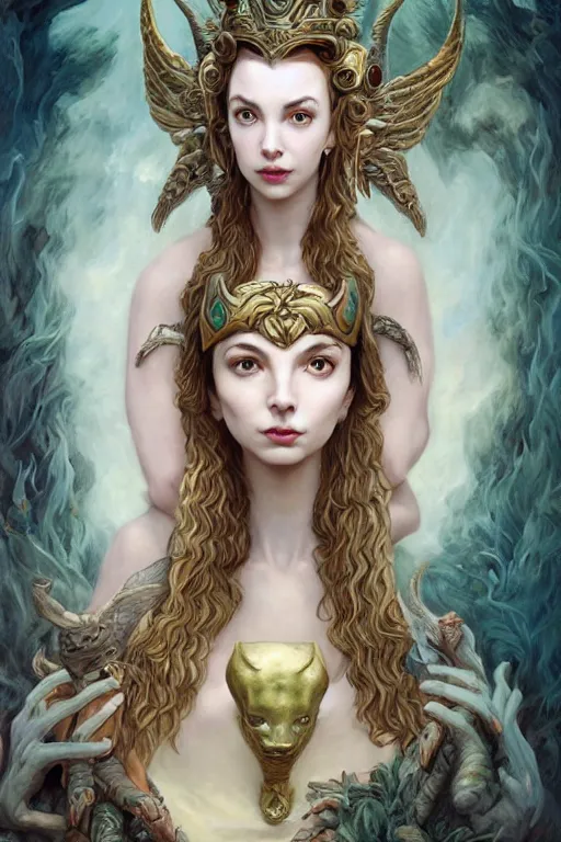 Prompt: A fantasy comic book style portrait painting of a hybrid Jodie Comer, Anya_Taylor-Joy, as a Mystical Valkyrie, Reptilian-Anubis Atlantean Warrior, François Boucher, Oil Painting, unreal 5, DAZ, hyperrealistic, octane render, Regal, Refined, Detailed Digital Art, RPG portrait, William-Adolphe Bouguereau, Michael Cheval, Walt Disney (1937), Steampunk, dynamic lighting, Highly Detailed, Cinematic Lighting, Unreal Engine, 8k, HD