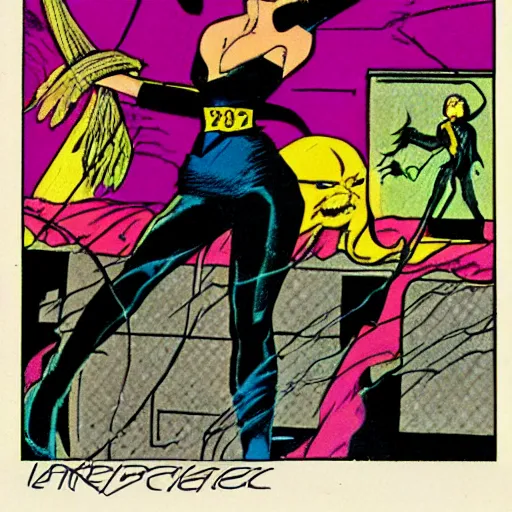 Prompt: a 1 9 8 0 s comic book painting of a witch