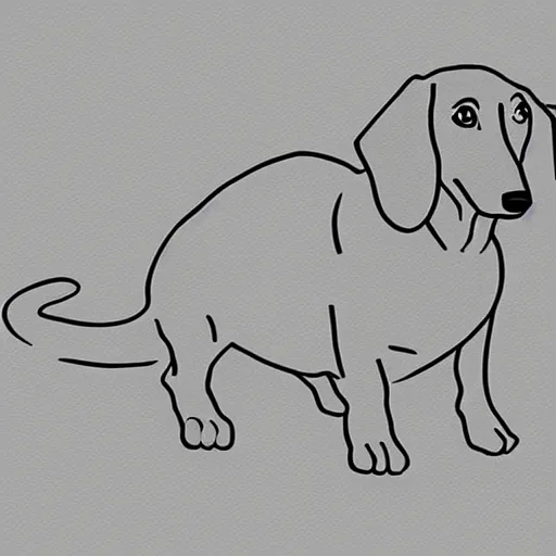 Prompt: very simple line art outline of dachshund