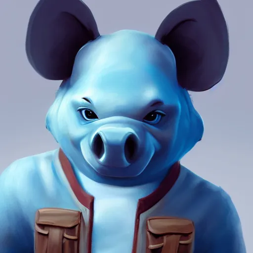 Prompt: An adorable anthropomorphic blue rhino wearing adventurer's clothing, highly detailed, digital painting, artstation, concept art, smooth, sharp focus, studio light, by Justin Gerard and Jason Chan,