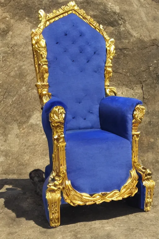 Image similar to a great throne chair made out of sapphire stone