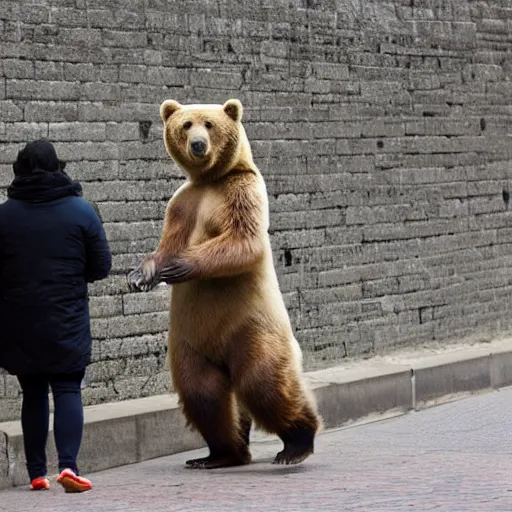 Prompt: a bear walking in the city. the bear is small