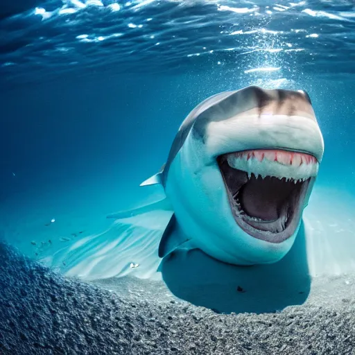 Image similar to smiling megalodon, canon eos r 3, f / 1. 4, iso 2 0 0, 1 / 1 6 0 s, 8 k, raw, unedited, symmetrical balance, wide angle