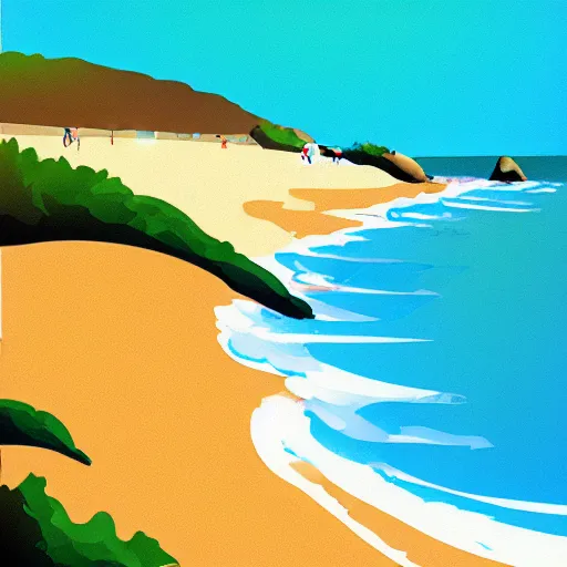 Prompt: california beach illustration