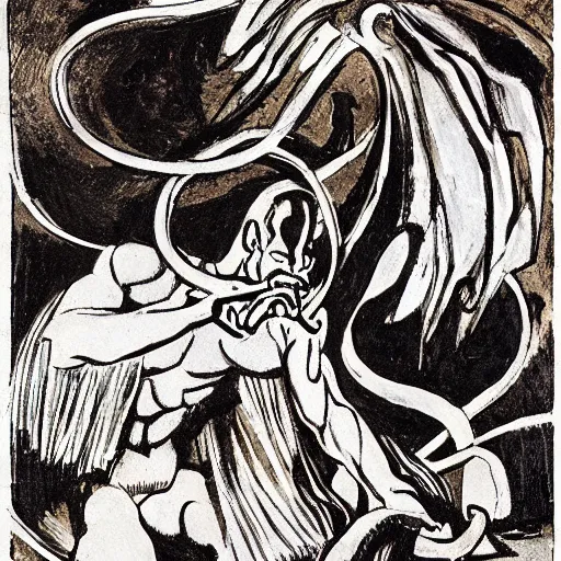 Prompt: voroni diagram sinister, turbulent by martiros saryan, by mike mignola. a beautiful illustration of a snake eating its own tail that seems to go on forever.