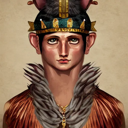 Prompt: illustration of the roman emperor augustus neko man half cat, character design, art station, epic, elegant, masterpiece, in the style by nikita diakur