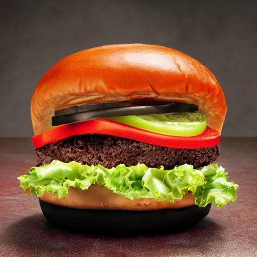 Image similar to a black hamburger, photo