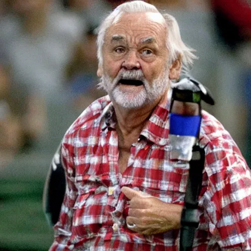 Image similar to eddie munson, going full munson, bill murray is worried, hiding, peeking out, photo