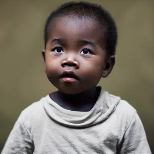 Image similar to photograph of a black asian baby with heterochromia